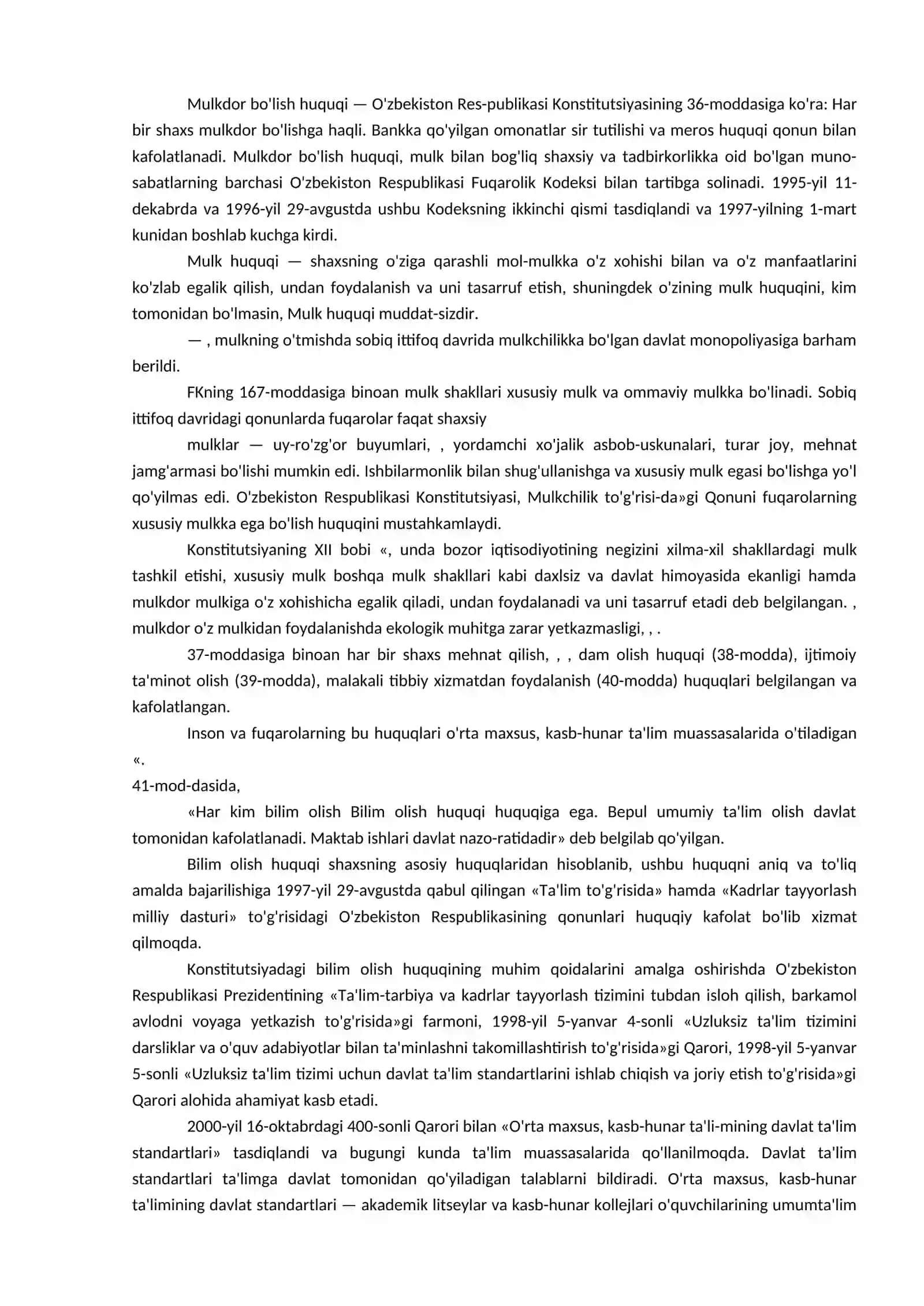 Siyosiy, ijtimoit va iqtisodiy huquqlarning konstitusiyada mustahkamlanishi 2
