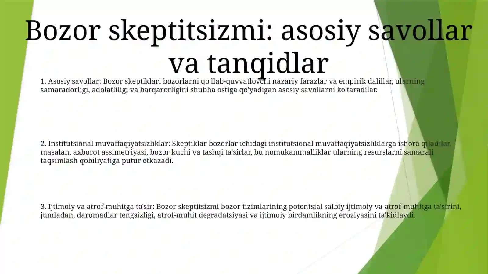 Bozor Iqtisodiyotiga Muxolif G‘Oyalar 2