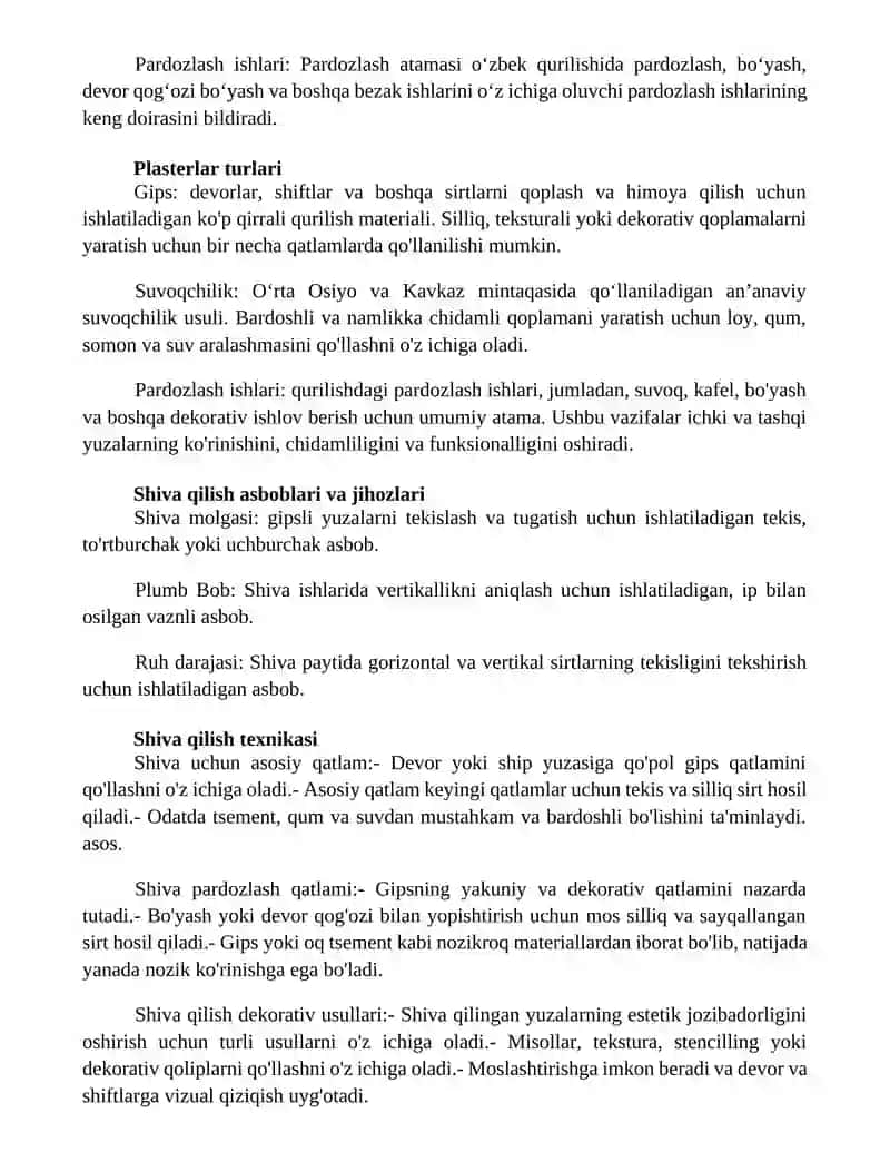 Suvoqchilik Va Pardozlash Ishlari 2