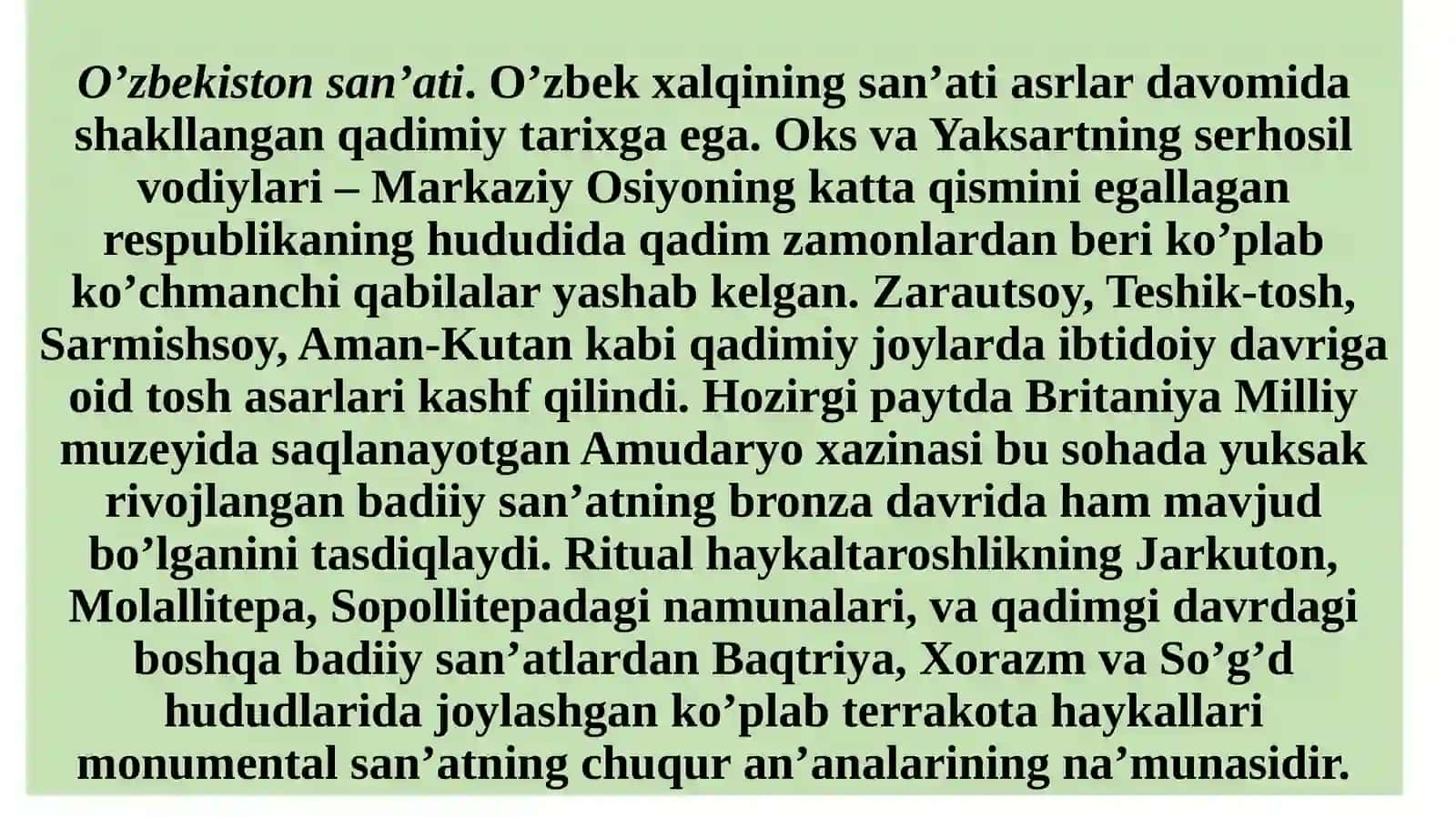10-Mavzu:San’at o’lkashunosligi, uning ahamiyati 2