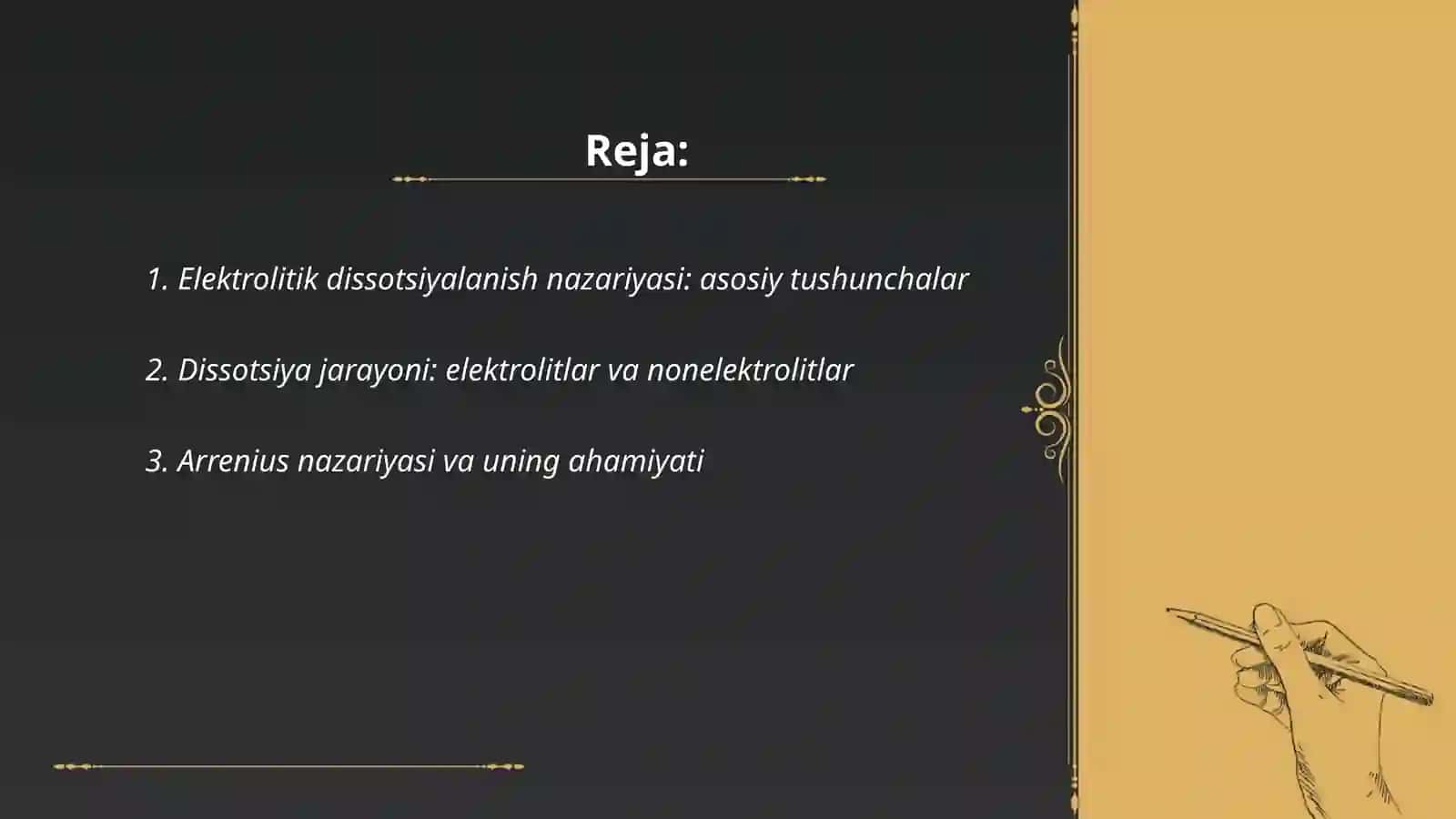 Elektrolitik dissotsiyalanish nazariyasi 2