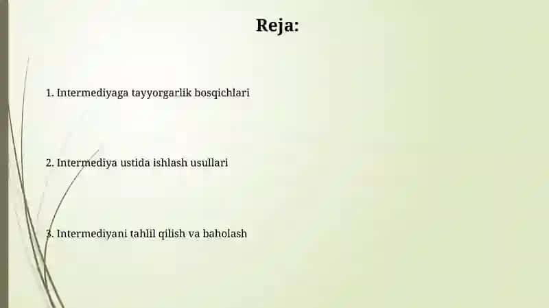 Intermediya ustida ishlash usullari 2