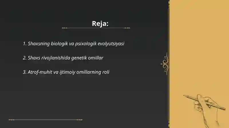 Shaxsni evolyutsion jihatdan rivojlanishi 2