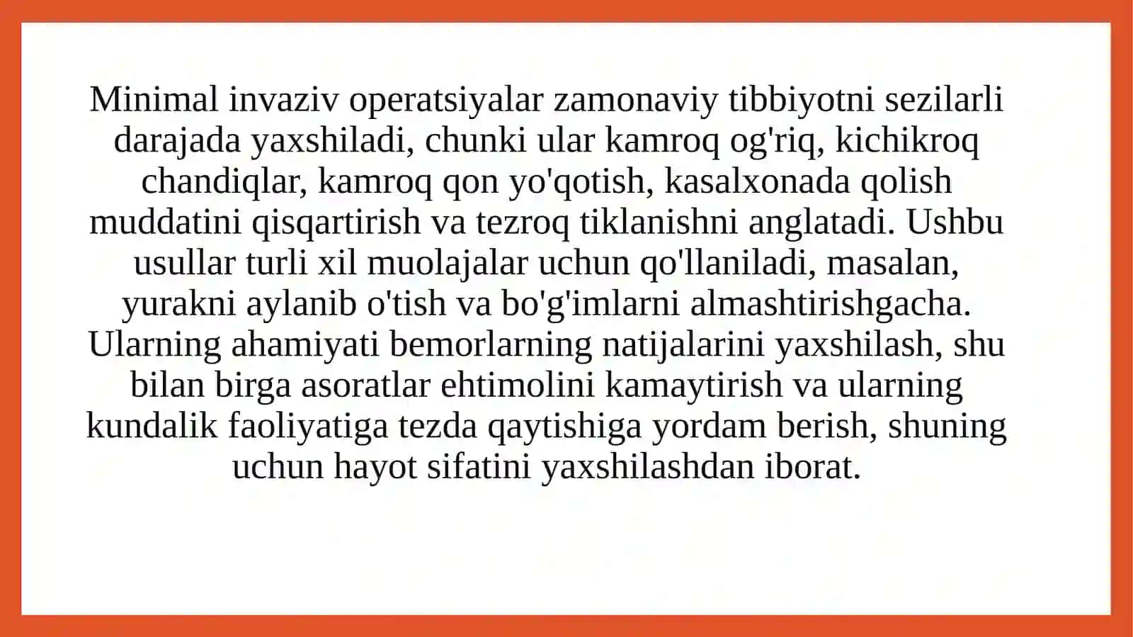 Xirurgiyada kichik invaziv operatsiyalar 2