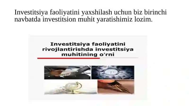 Investitsion infratuzilmani tashkil etish va boshqarish 2