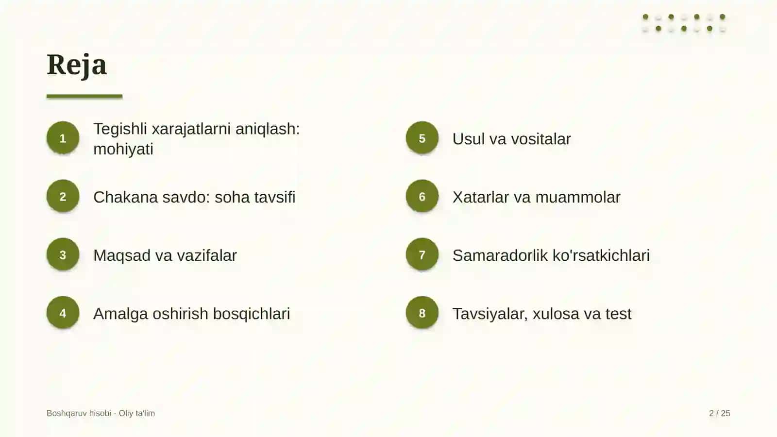 Chakana savdoda qaror qabul qilish uchun tegishli xarajatlarni aniqlash 2