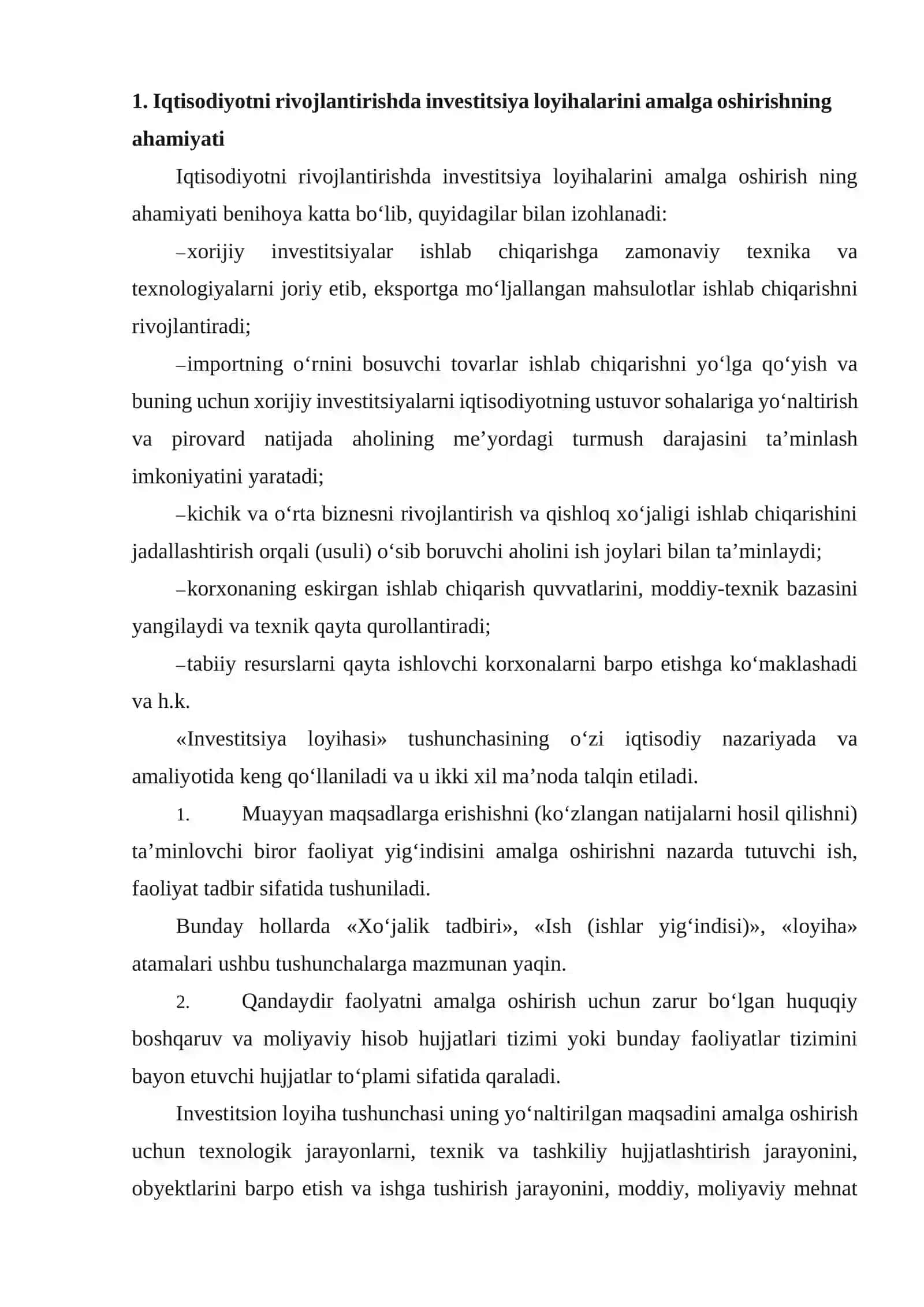 Iqtisоdiyotni rivоjlаntirishdа invеstitsiya lоyihаlаrini аmаlgа 2