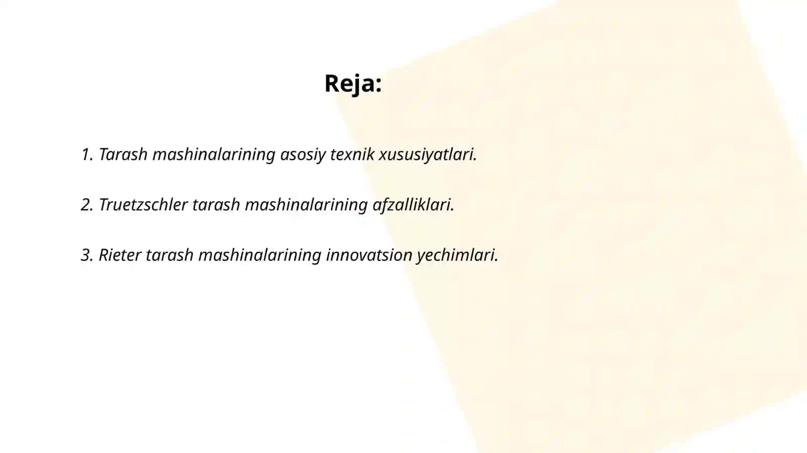Tarash mashinalarining asosiy texnik xususiyatlari 2
