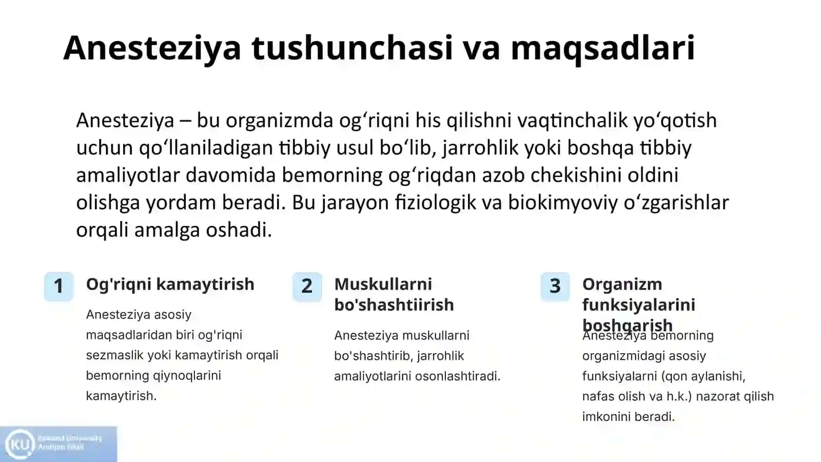 Anesteziya jarayoni va uning fiziologiyasi (nerv tolalari va og'riq) 2
