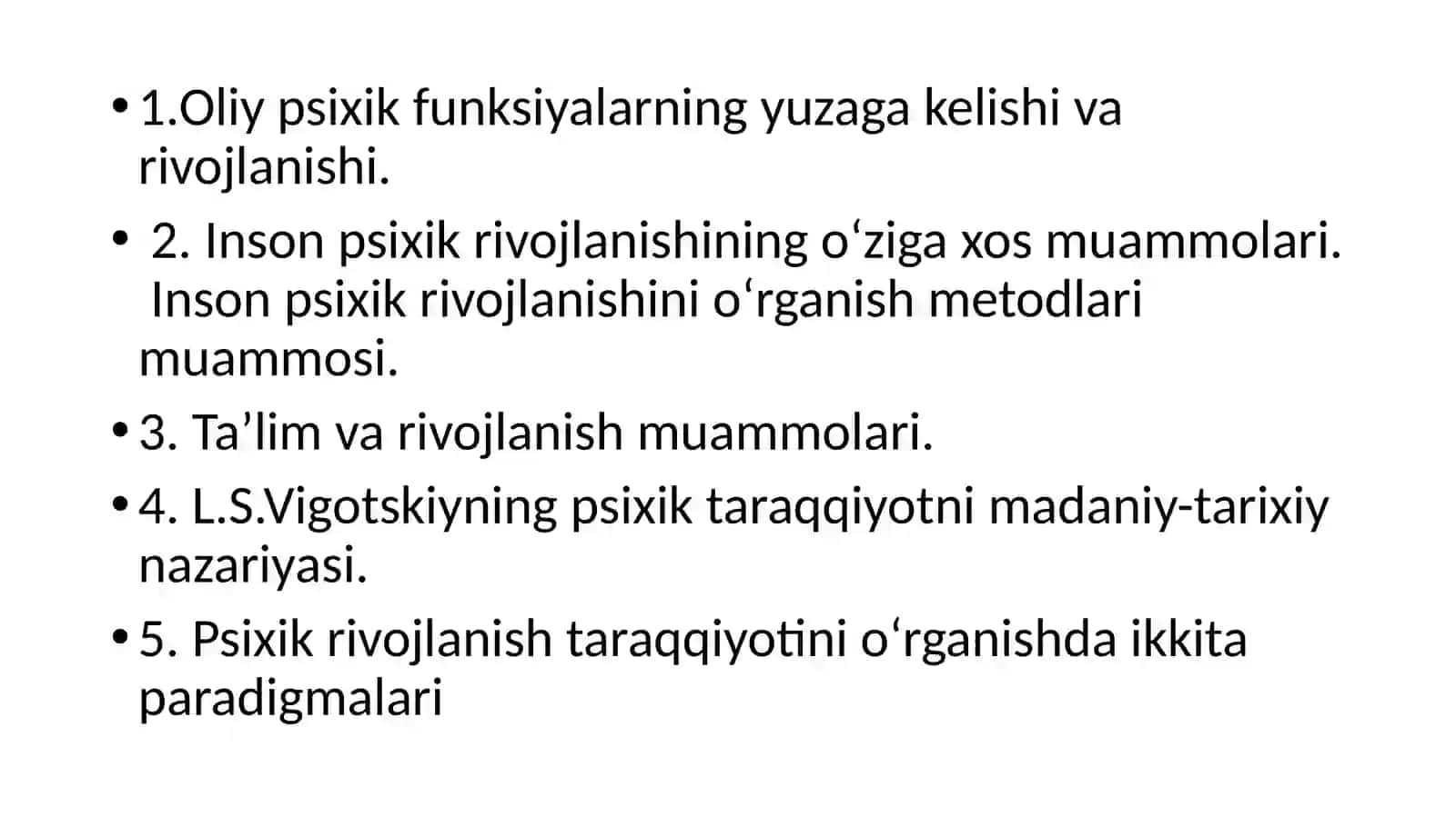 PSIXIK RIVOJLANISHNI TUSHUNISHNING MADANIY-TARIXIY KONSEPSIYASI. L.S. VIGOTSKIY VA UNING MAKTABI 2