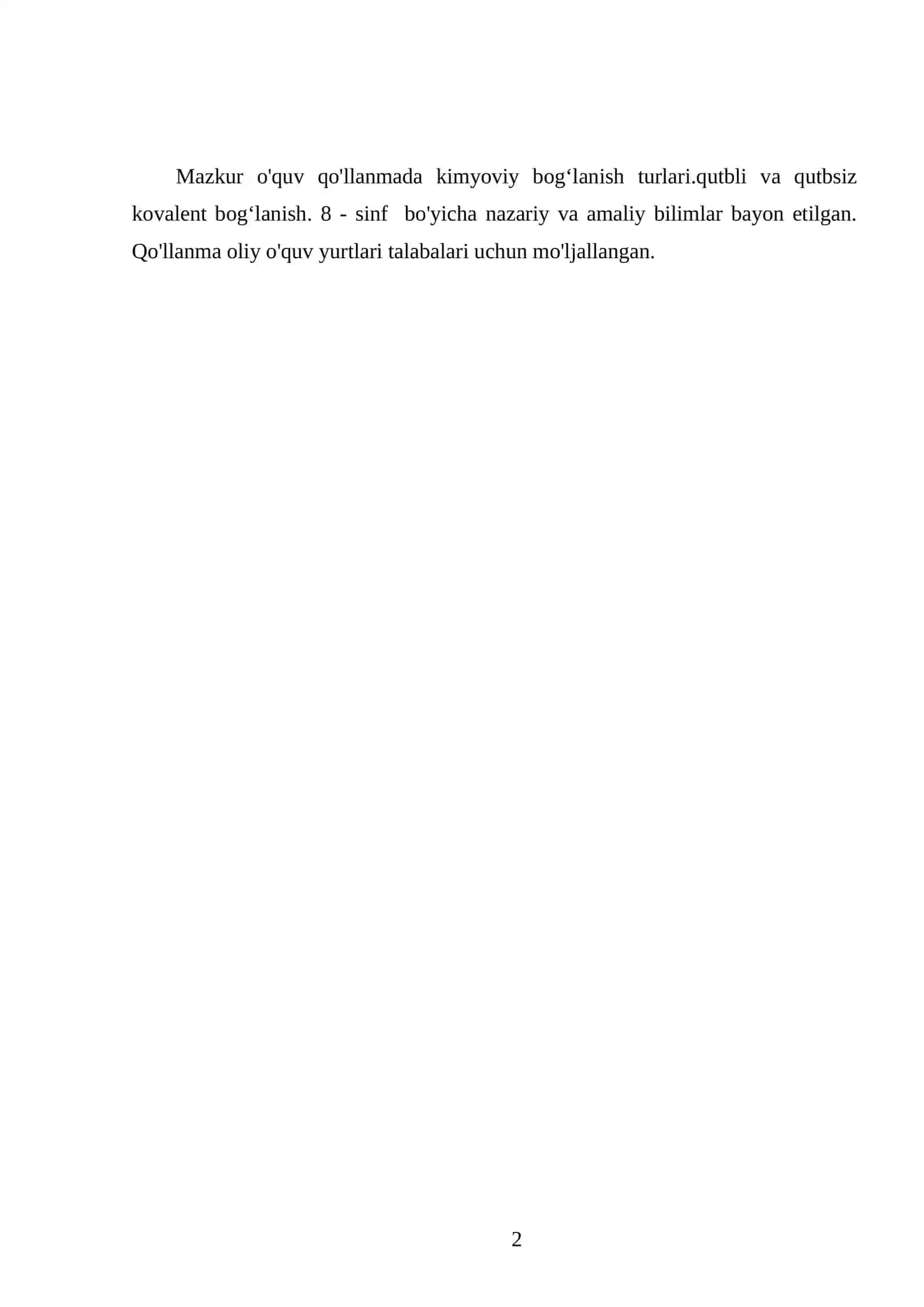 KIMYOVIY BOG‘LANISH TURLARI.QUTBLI VA QUTBSIZ KOVALENT BOG‘LANISH. 8 - SINF 2