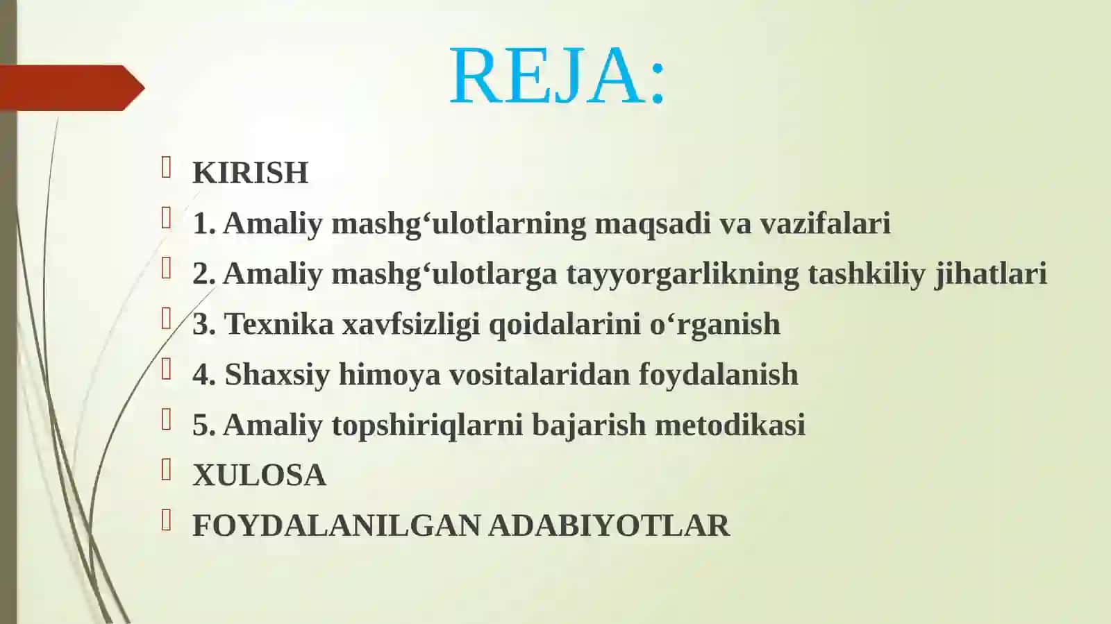 Hayot faoliyati xavfsizligi fanidan tayyorlagan 2