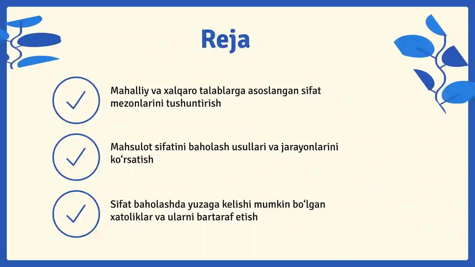 Mahalliy Talablar Asosida Sifat Mezoni 2