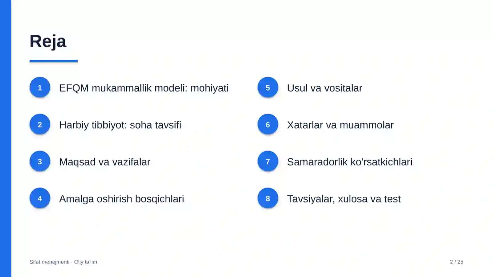 Harbiy tibbiyotda EFQM mukammallik modelini qo'llash 2