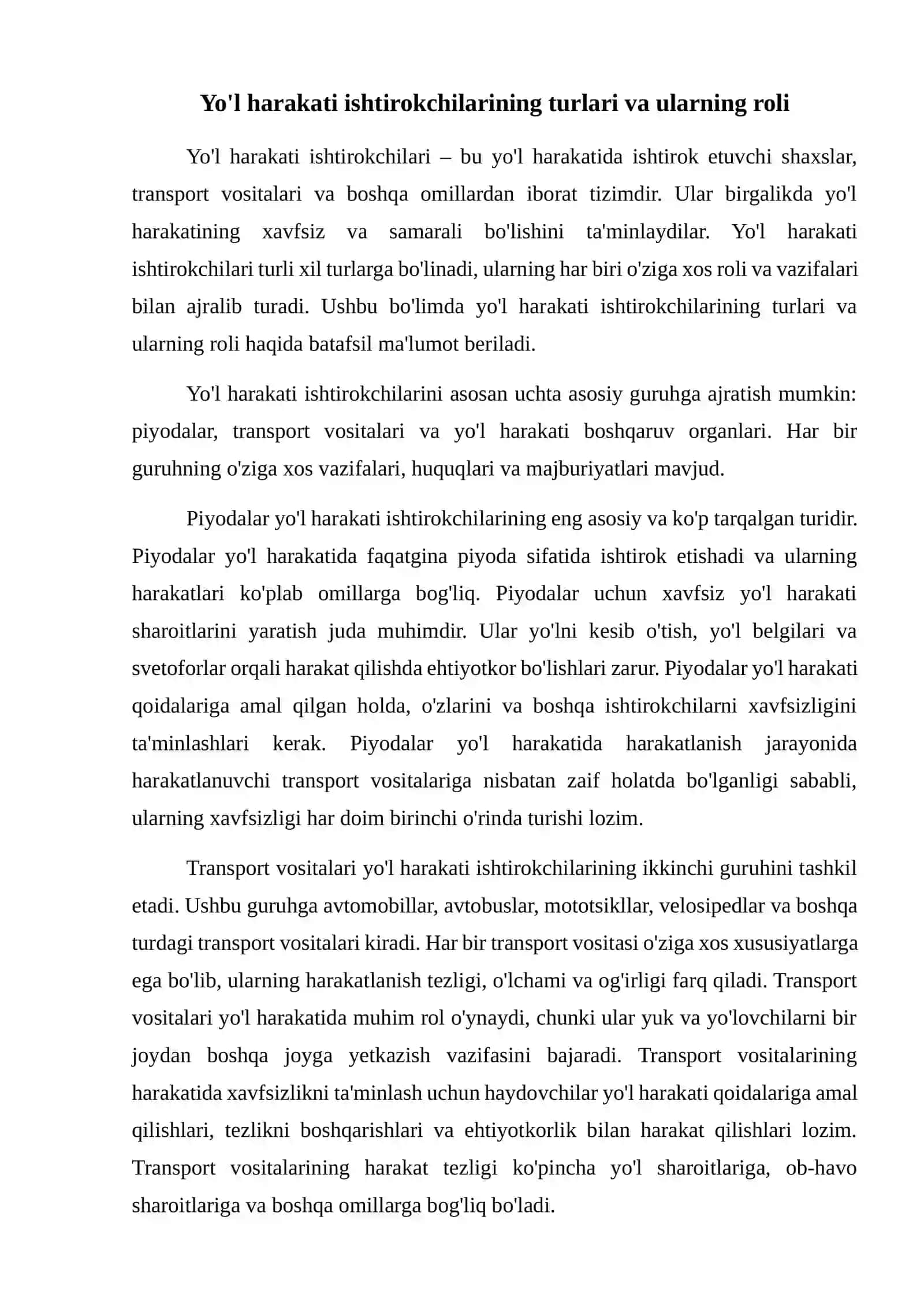 Yo'l harakati ishtirokchilari 2