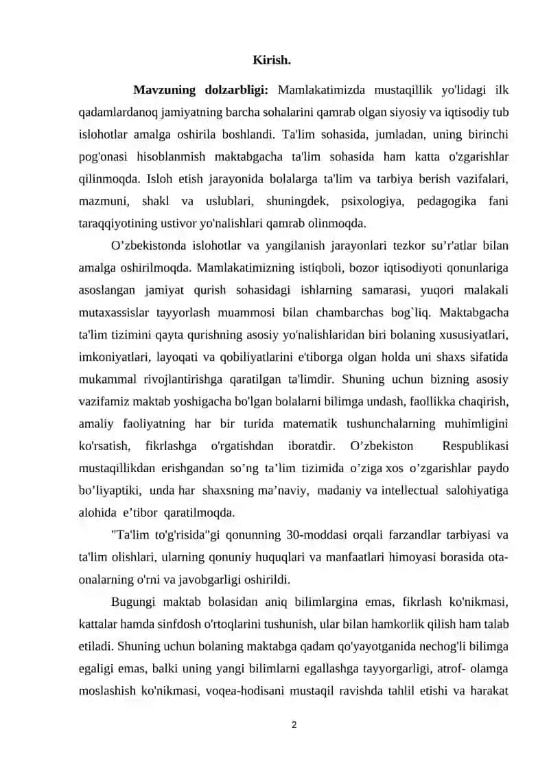 Bolalarda elemantar matematik tasavvurlarni shakllantirishda ko’rsatmali va og’zaki metodlardan foydalanish 2