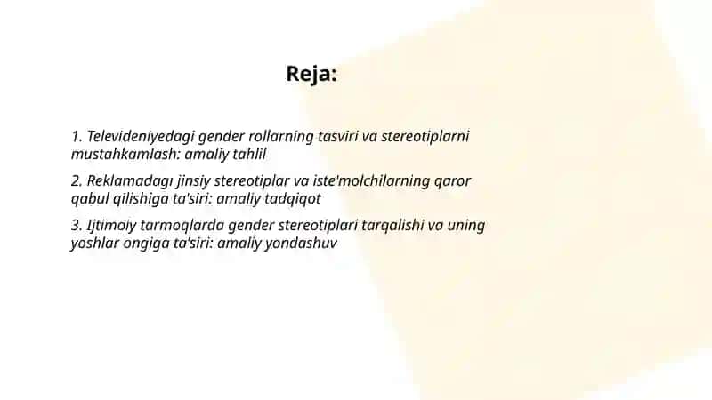 mediada tasvir va stereotiplar gender madaniy va ijtimoiy stereotiplarni shskillantirish va mustahkamlashdagi rolini tahlil qilish 2