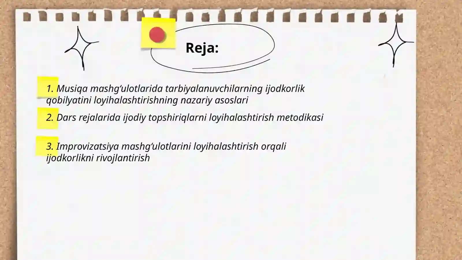 Musiqa mashg‘ulotlarida tarbiyalanuvchilarning ijodkorlik qobilyatini loyihalashtirish 2