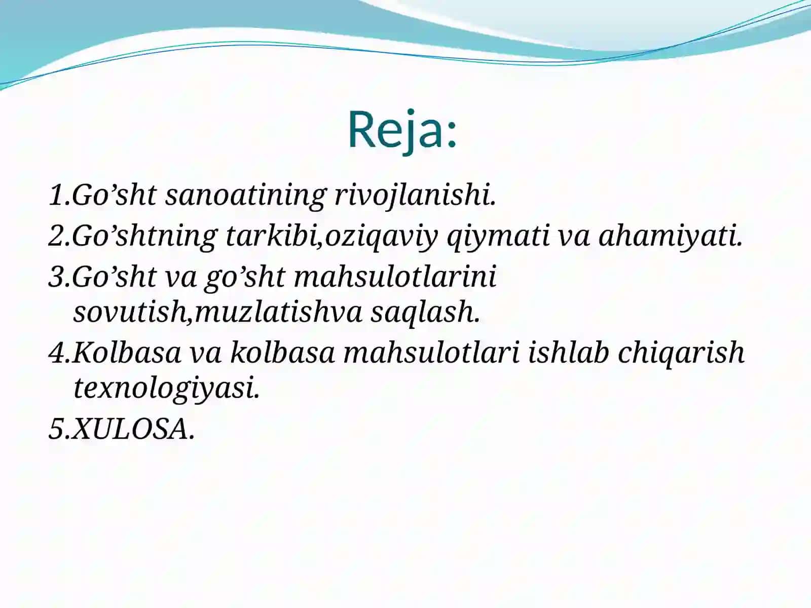 Go’shtmahsulotlari ishlab chiqarish biotexnologiyasi 2