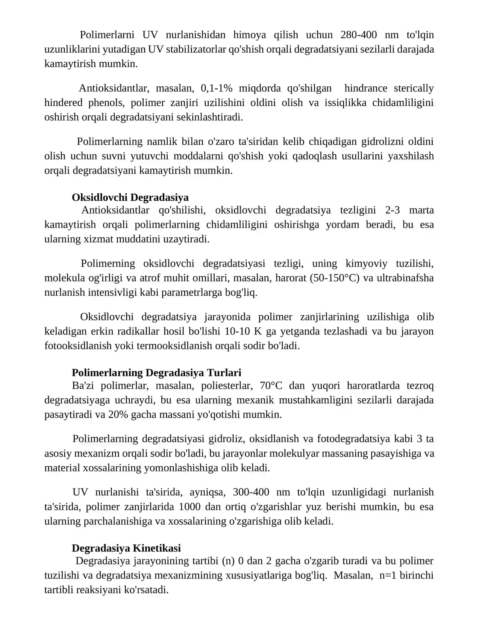 Polimerlarning destruksiyasi 2