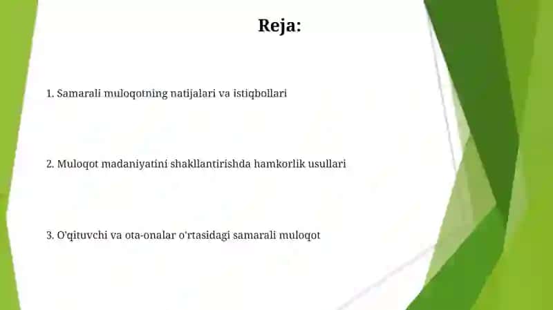 Muloqot madaniyati shakllantirishda o'qituvchi va ota-onalar hamkorligi 2