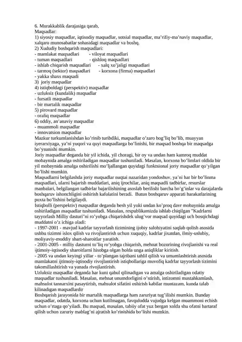 BOSHQARUV MAQSADI VA FUNKTSIYALARI 2