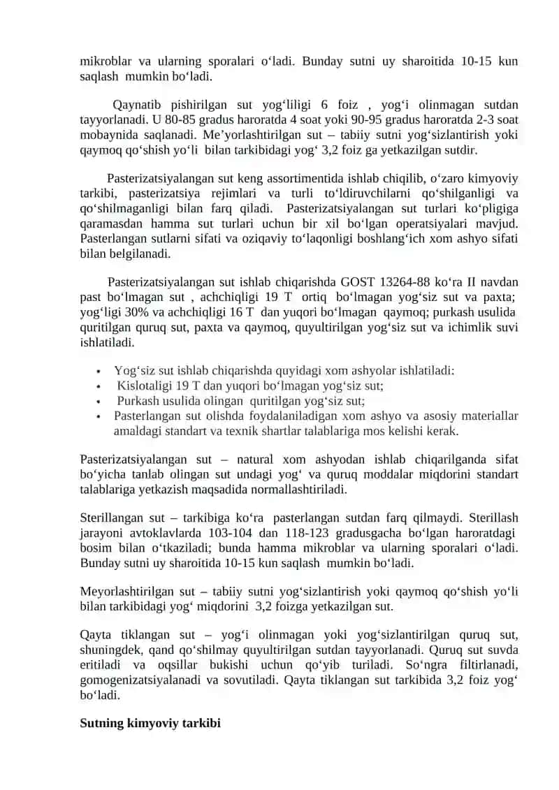 Sut mahsulotlari sifatini tahlil qilish 2