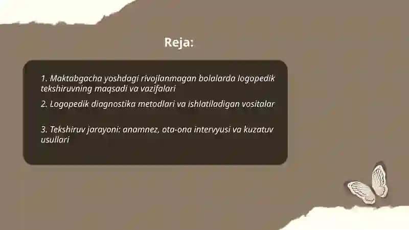 Maktabgacha yoshdagi rivojlanmagan bolalarning logopedik tekshirish natijalari va korrektison 2