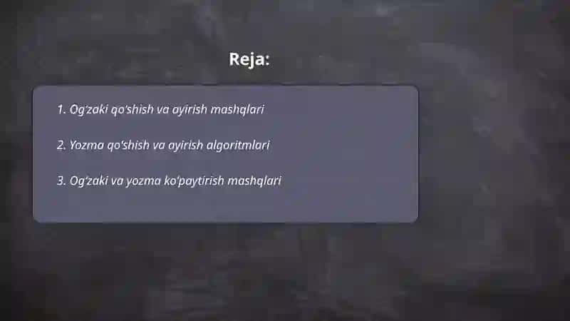Ogʻzaki va yozma hisoblashga doir didaktik topshiriqlar toʻplami 2