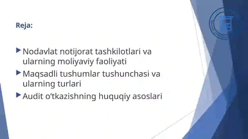 Nodavlat notijorat tashkilotlarida maqsadli tushumlar auditini o’tkazish 2