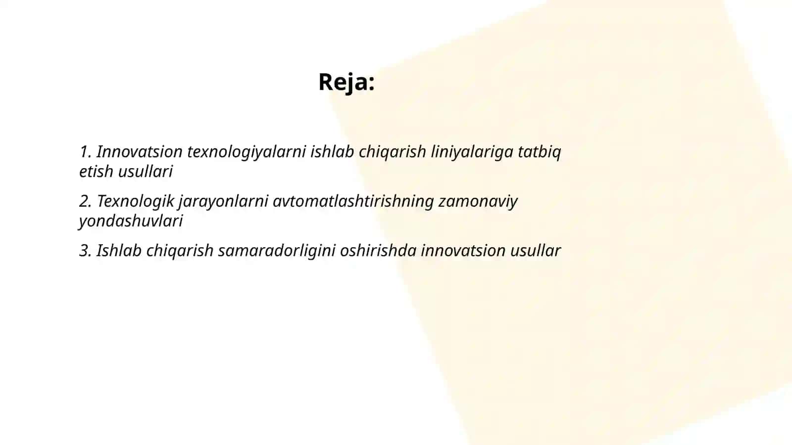 Soha korxonalarini loyihalash asoslari fanidan tayyorlagan taqdimoti 2