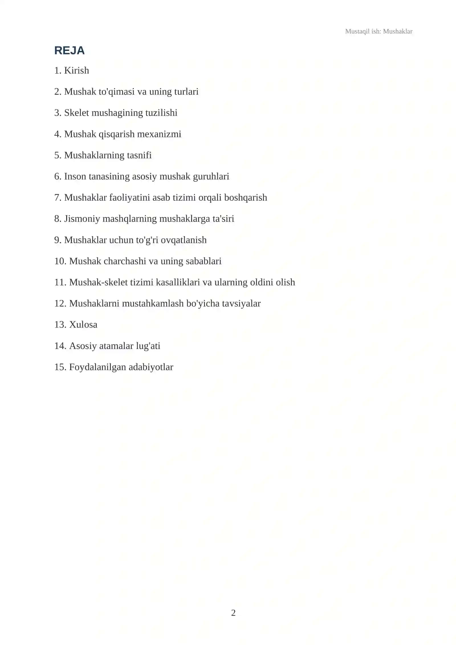 Muskullar mustaqil ish 2