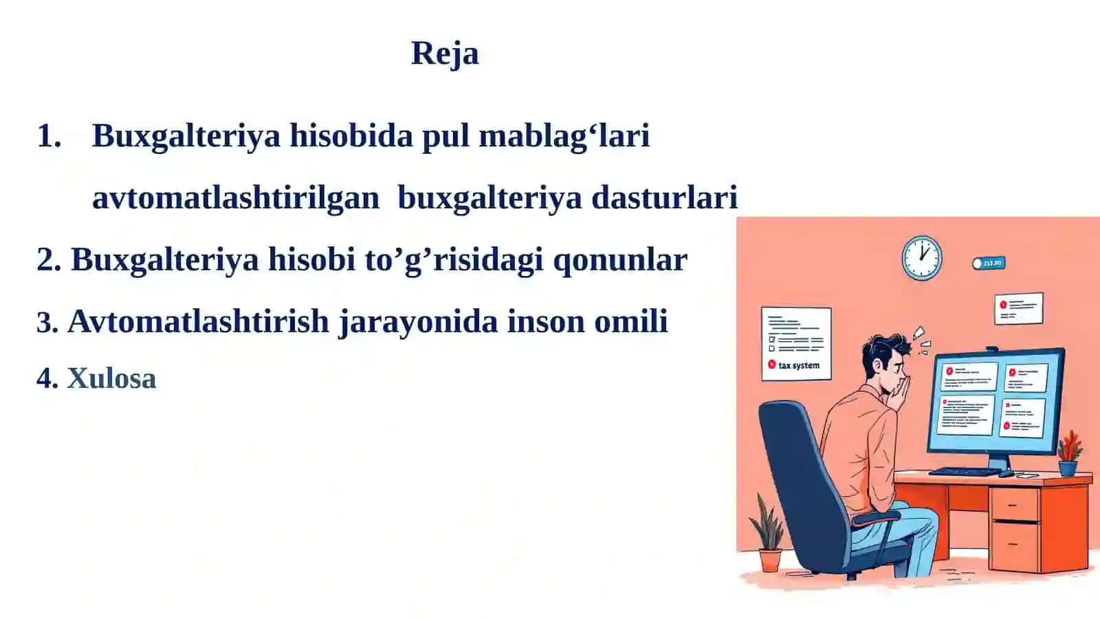 Buxgalteriya xisobida pul mablag'lari va xisobdor shaxslar bilan xisob-kitoblar xisobini avtomatlashtirish 2