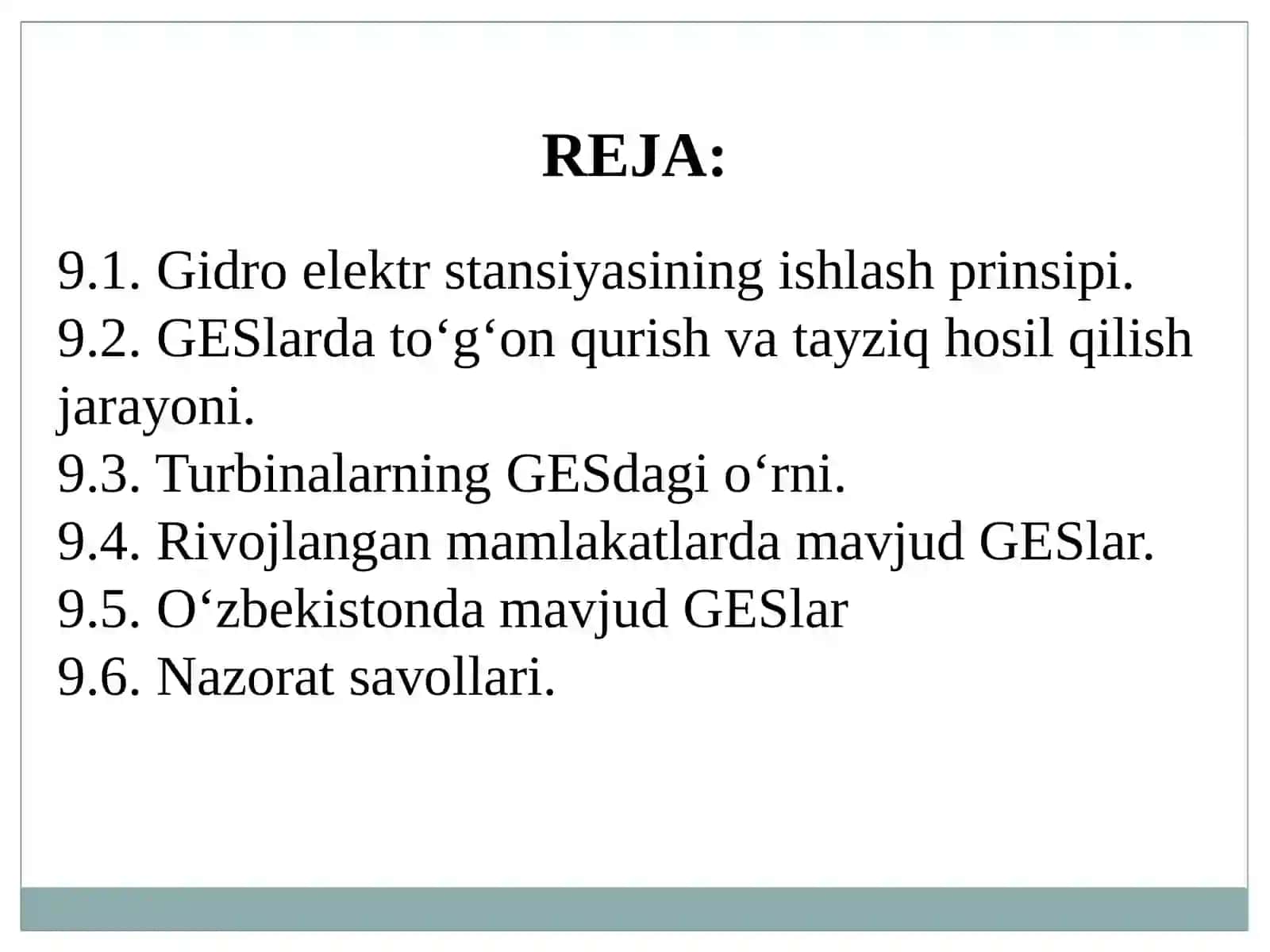 GIDRO ELEKTR STANSIYALARI (GES) 2