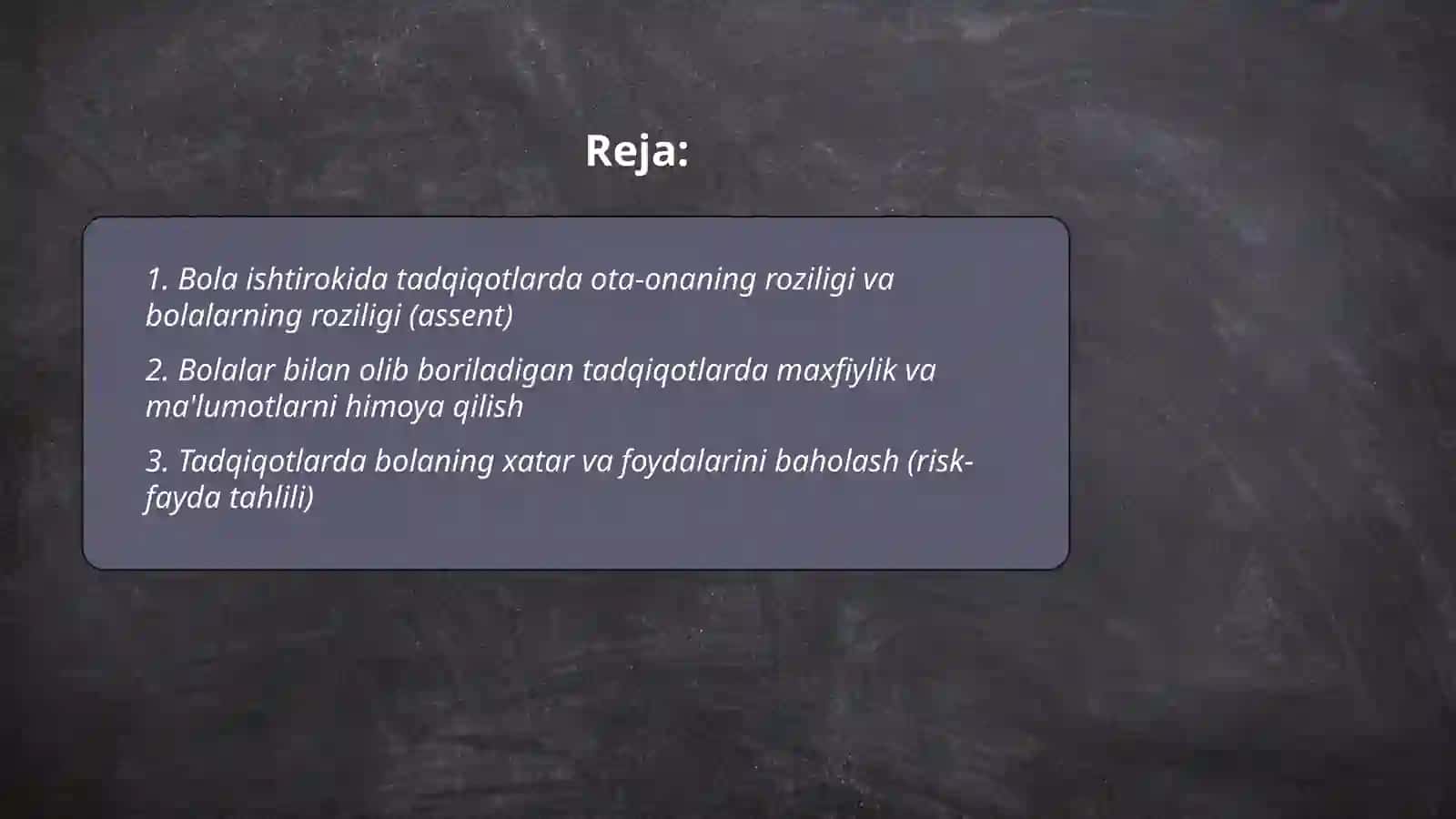 Bola rivojlanishi va axloqiy tadqiqotlari mulohazalar Djumanova Shahnoza 2