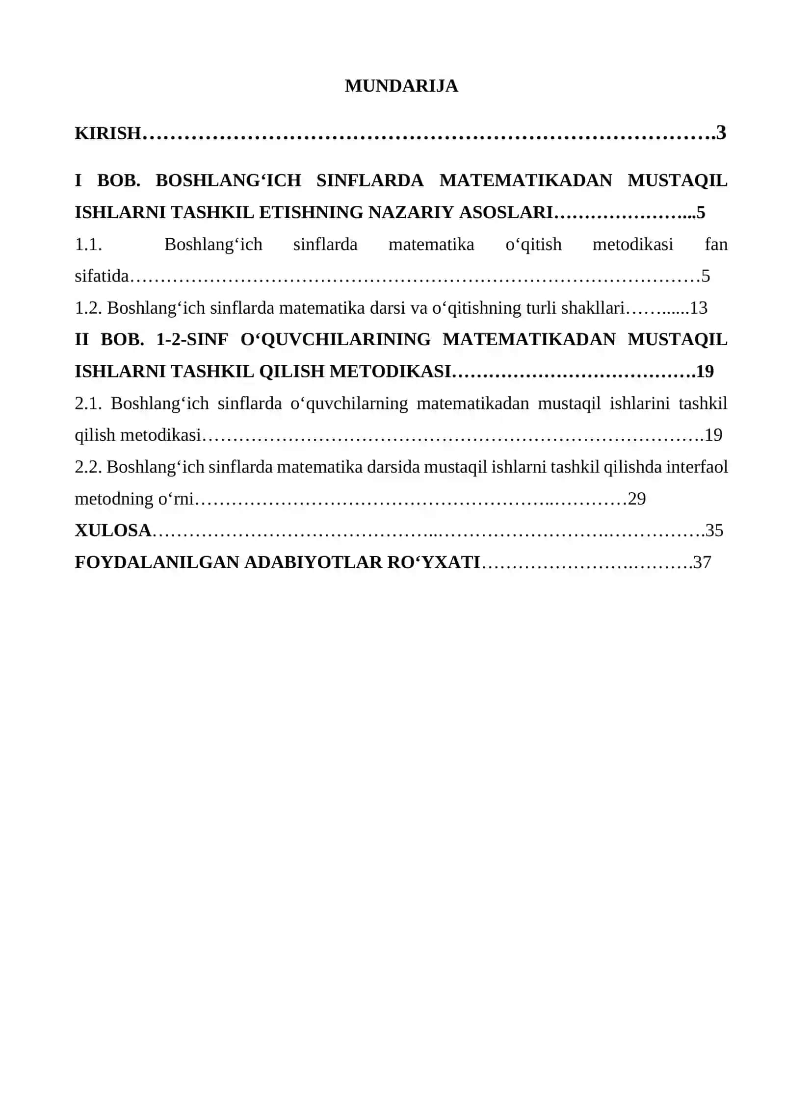 1-2- sinflarda o’quvchilarning matematikadan mustaqil ishlarini tashkil qilish metodikasi 2