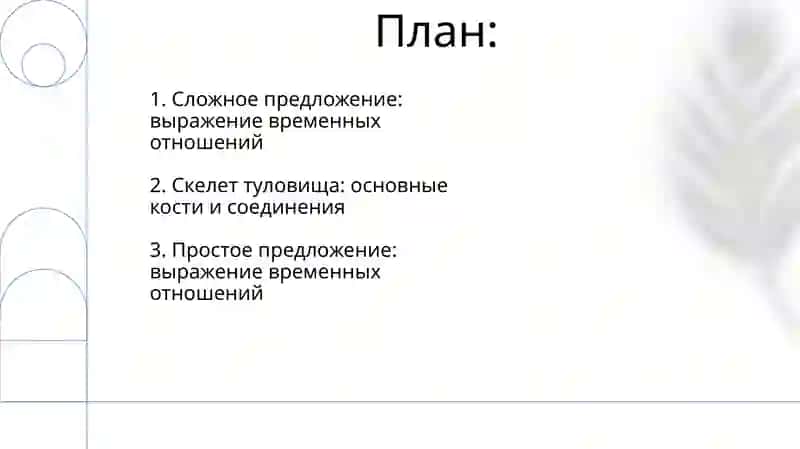 Скелет туловища. Выражение временных отношений в простом и сложном предложении 2