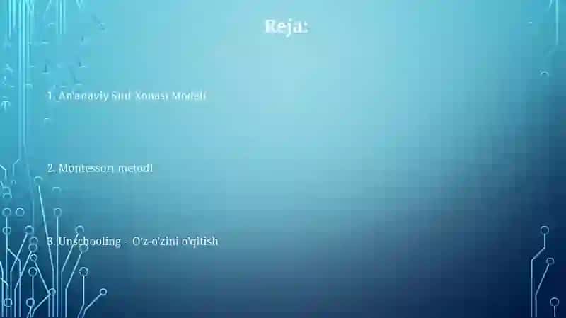 An'anaviy Sinf Xonasi Modeli 2