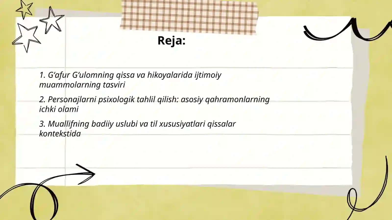 G'afur G'ulom  qissa va hikoyalari tahlili 2