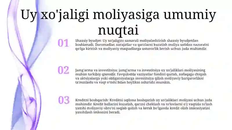 Uy Xo'Jalik Moliyasi 2