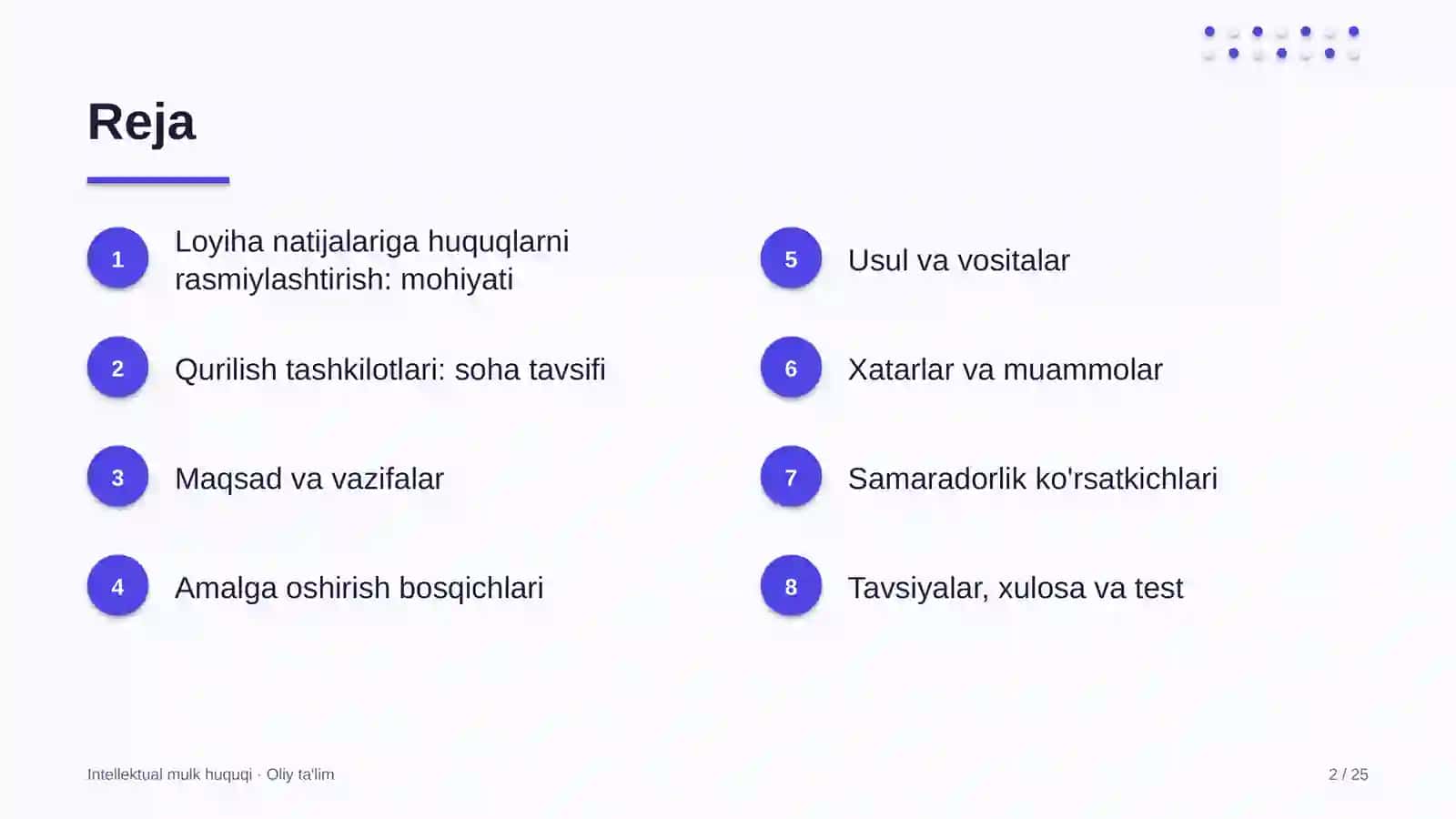 qurilish tashkilotlarida loyiha natijalariga intellektual huquqlarni rasmiylashtirish 5011 2