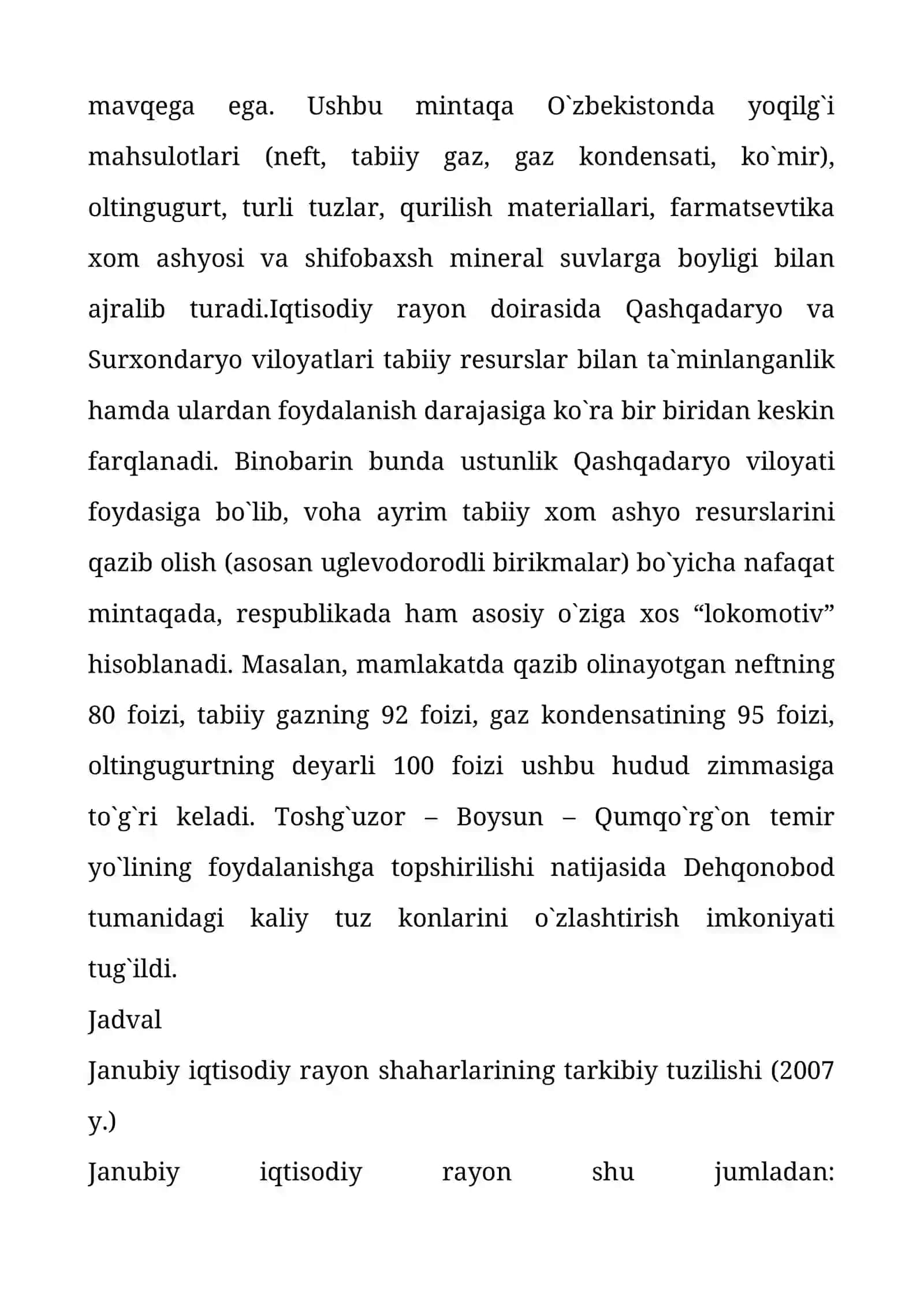 O’ZBEKISTONNING TABIIY RESURSLARI VA XALQ XO’JALIGIDAGI AHAMIYATI 2