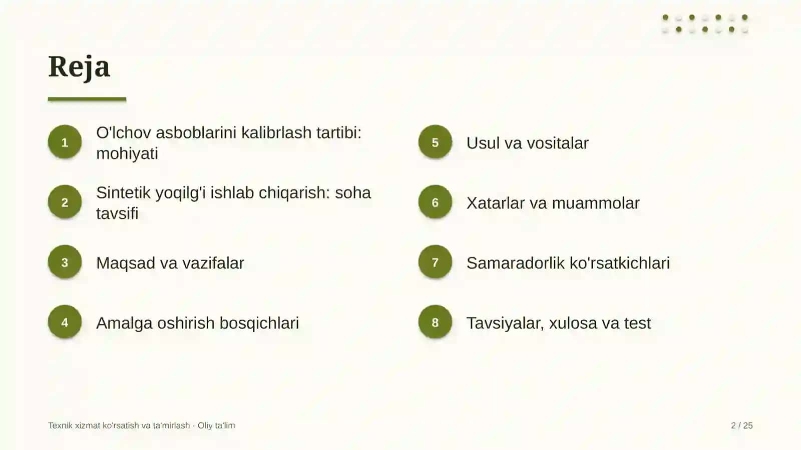 sintetik yoqilg'i ishlab chiqarishda o'lchov asboblarini kalibrlash tartibi 1986 2