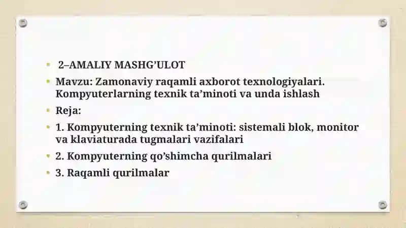 Raqamli Texnologiyalar Fanidagi Taqdimot 2