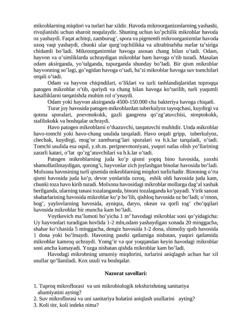 Tuproq, havoni mikrobiologik tekshirish 2