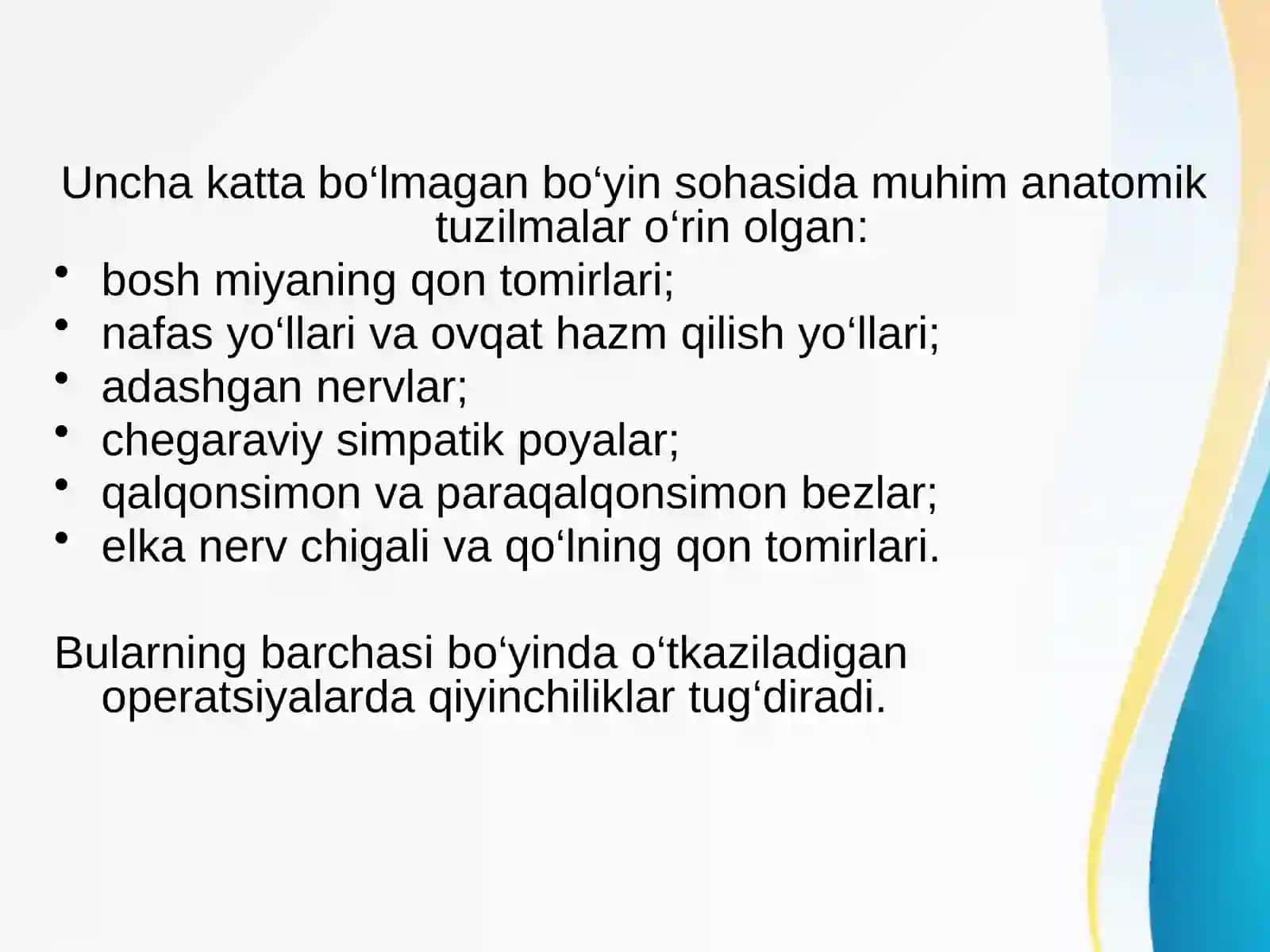 Bo’yin sohasi klinika anatomiyasi 2