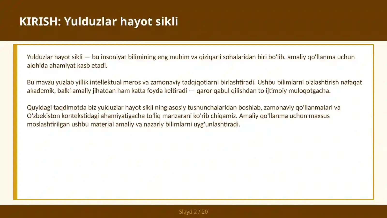 Yulduzlar Hayot Sikli 2