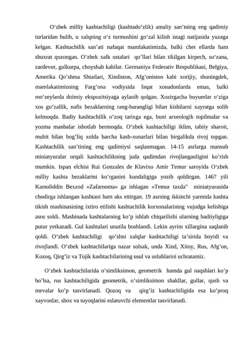 Kashtachilak tarixi va tayyorlash texnologiyasi 2