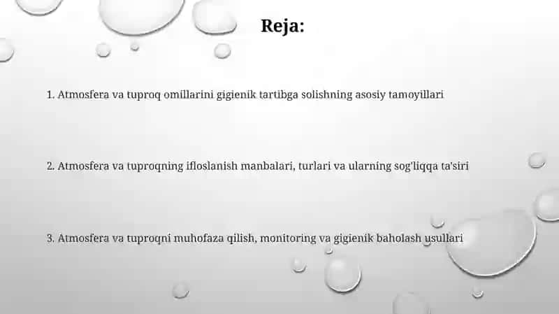Atmosfera tuproqning omillarini gigeinik reklamentlashga boʻlgan umumiy yondashishlari 2