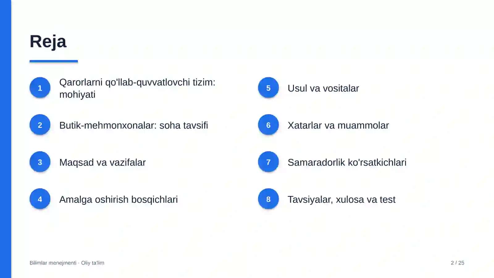Butik-mehmonxonalarda qarorlarni qo'llab-quvvatlovchi bilimlar tizimi 2